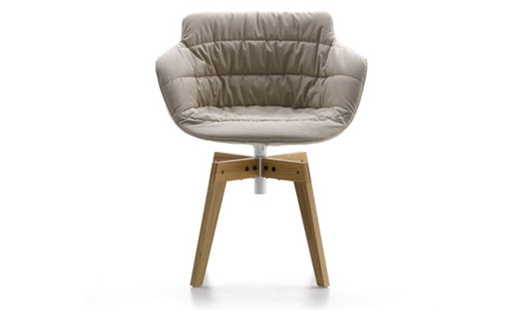 MDF Italia – Flow Armchair 4-legged Oak Base Padded-Marie Massaud