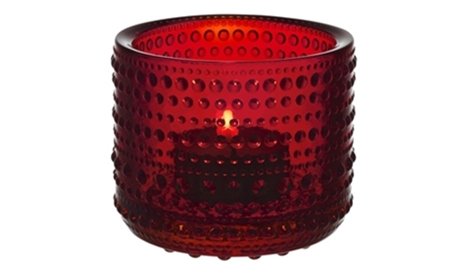 Iittala - Kastehelmi Tealight Candleholder 64mm Cranberry by Oiva Toikka